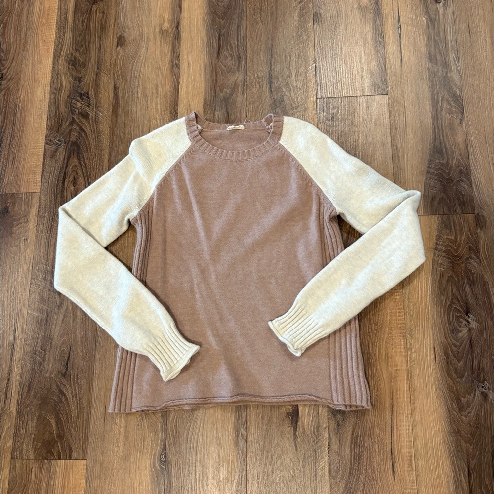 Hem & Thread Mauve and Cream Knit Sweater